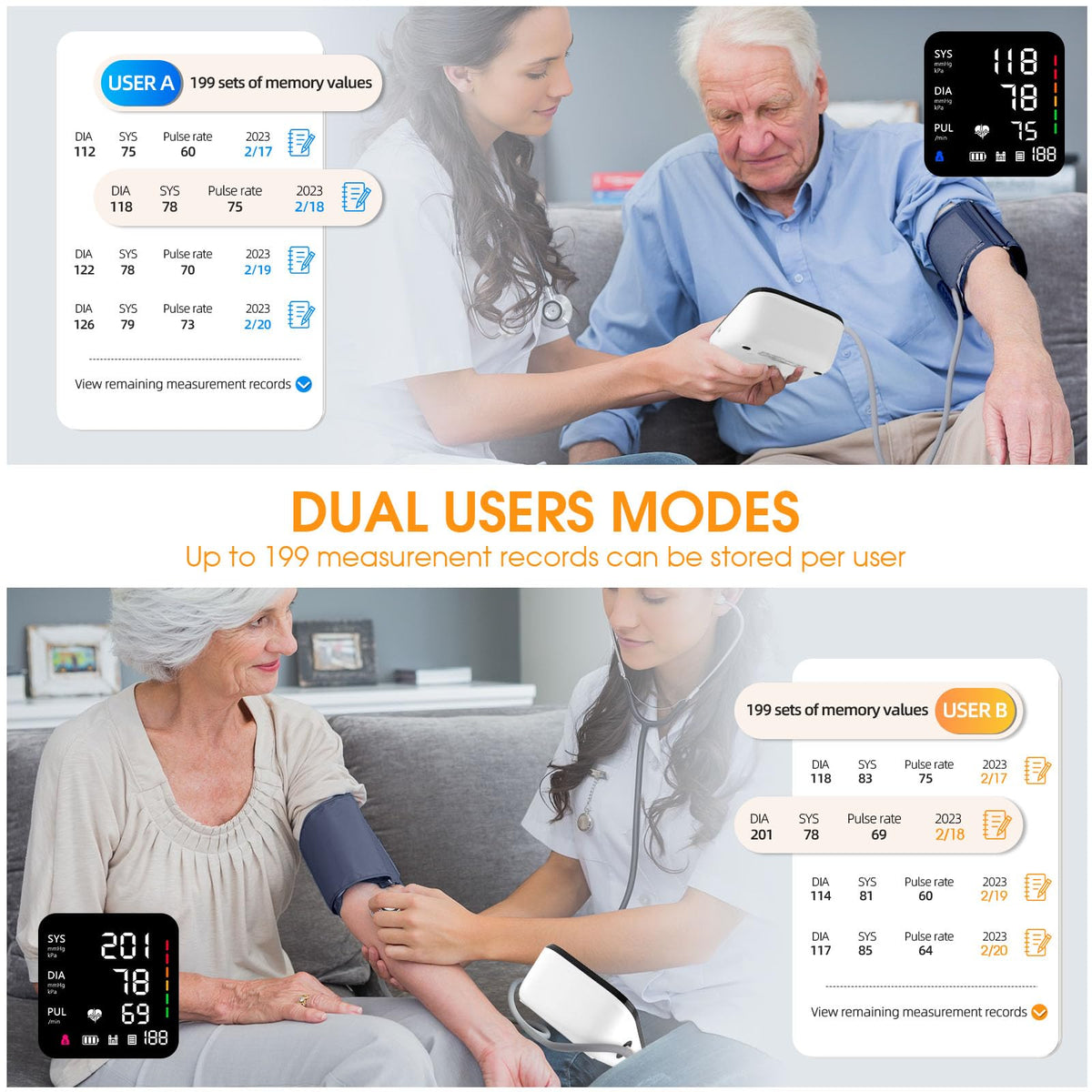 Automatic Upper Arm Blood Pressure Monitor with Adjustable Large Cuff Q2412