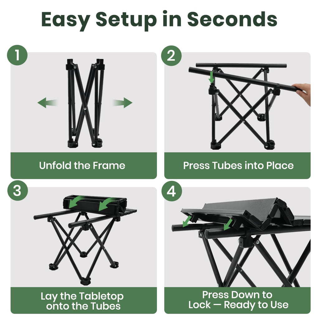 2 Pack Black Foldable Camping Table C8769