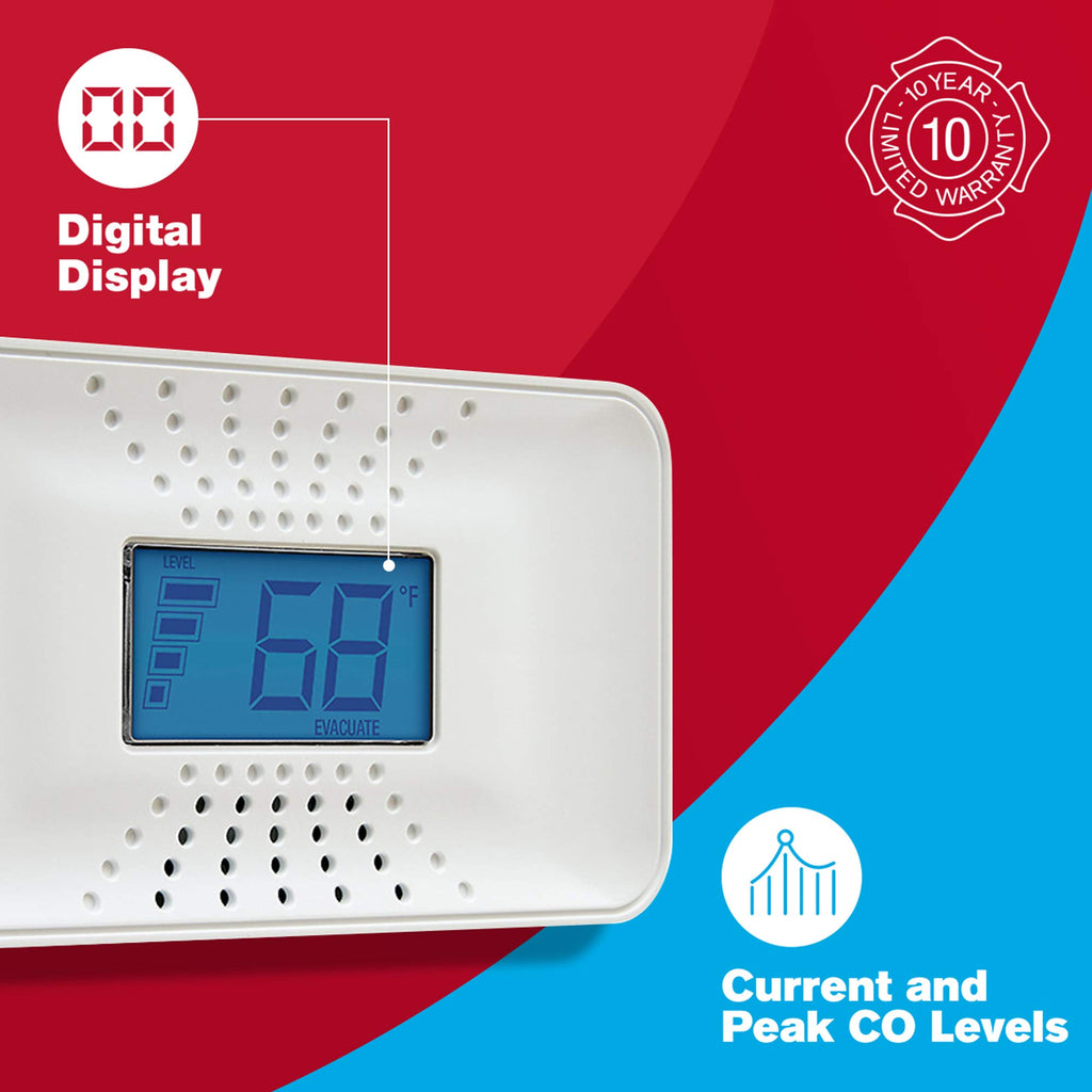 10-Year Battery Carbon Monoxide Alarm with Digital Display Y8408