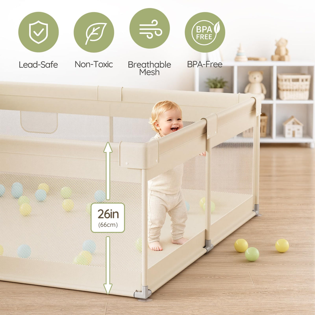 Beige Small Baby Playpen M767616