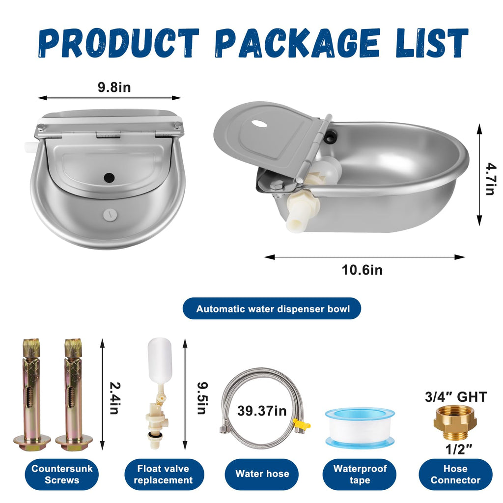 Automatic Chicken Waterer 304 Steel Poultry Water Dispenser U2937