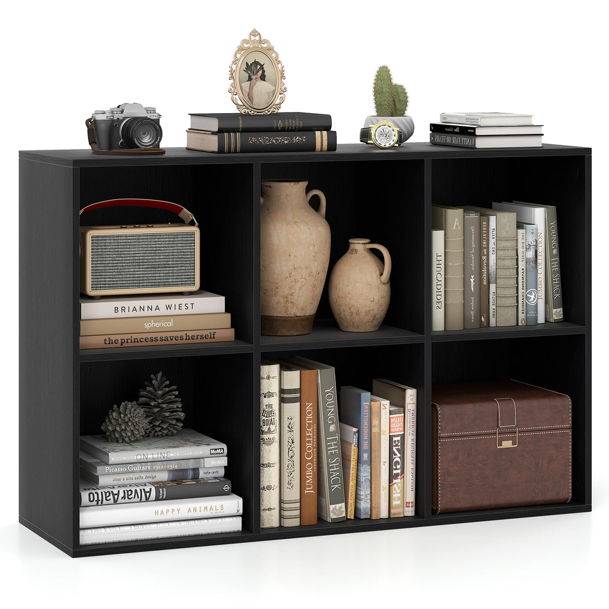 Black 6-Cube 3-Tier Bookcase S45208