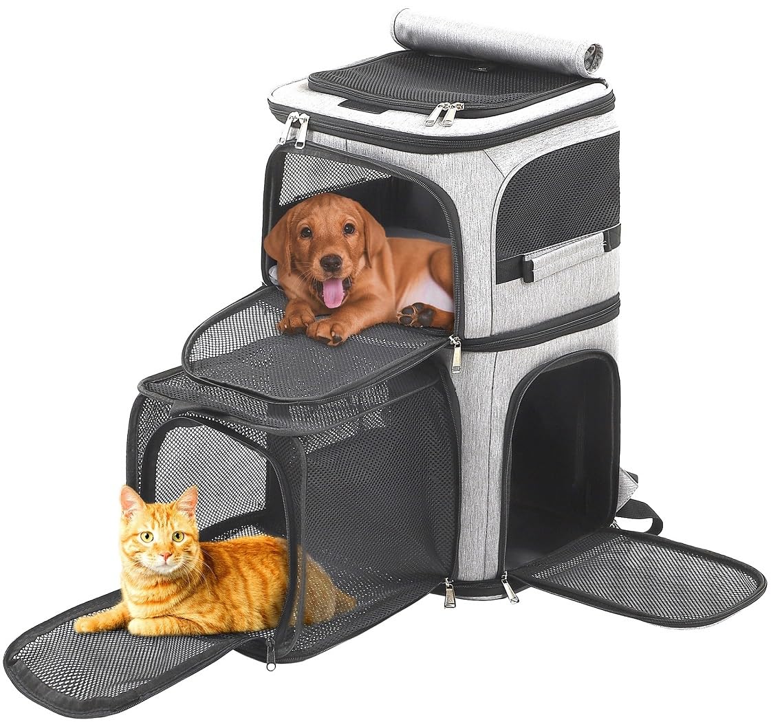Expandable Cat Backpack Carrier for 2 Cats, 7 Windows, Foldable L131