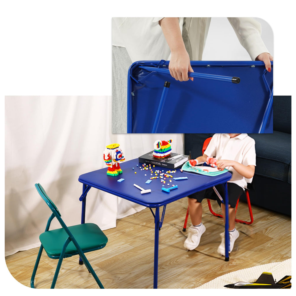Kids Folding Square Table with Vinyl Padded Top, Blue I943388