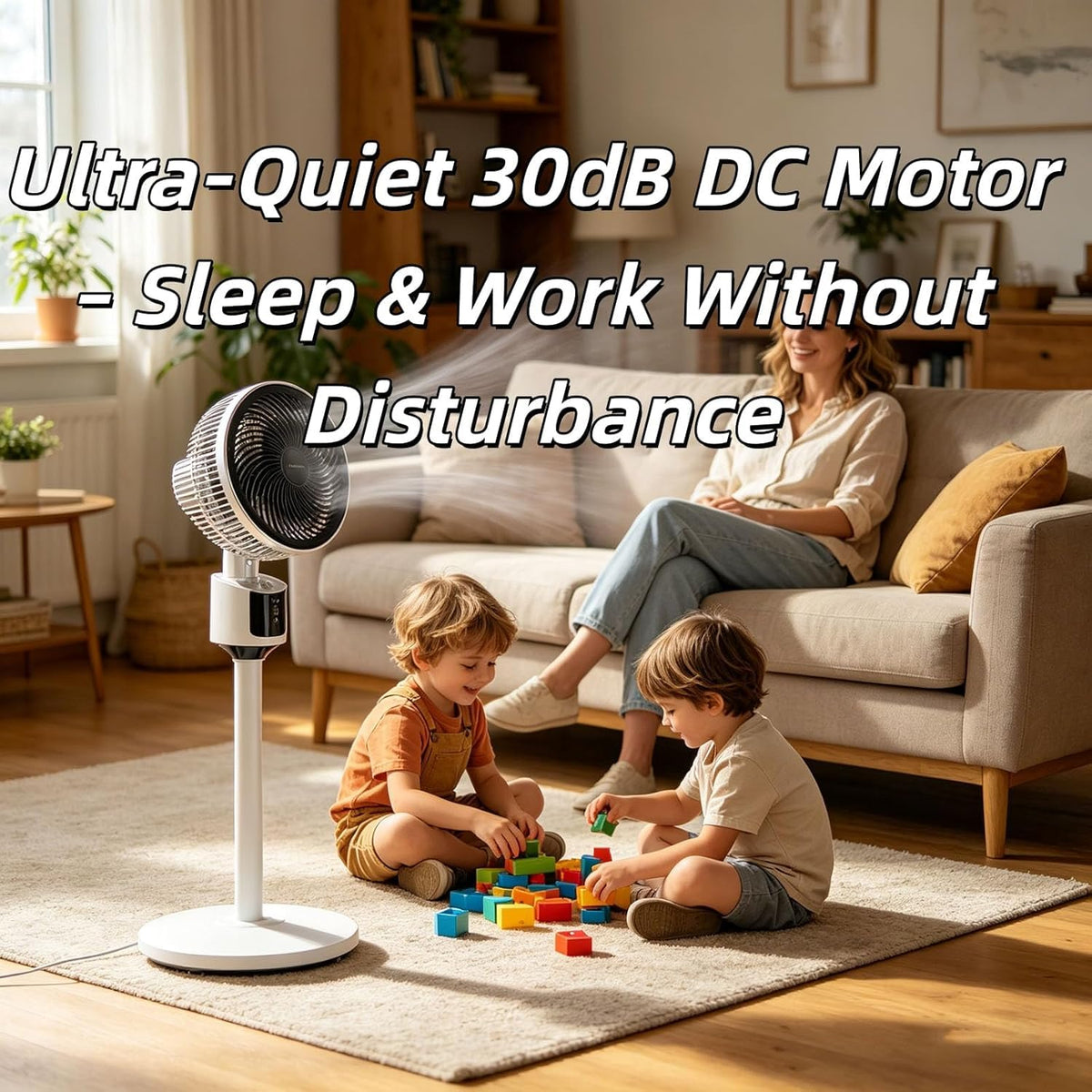 Standing Fan with 90° Oscillation, 3 Speeds, Adjustable Height Q90841