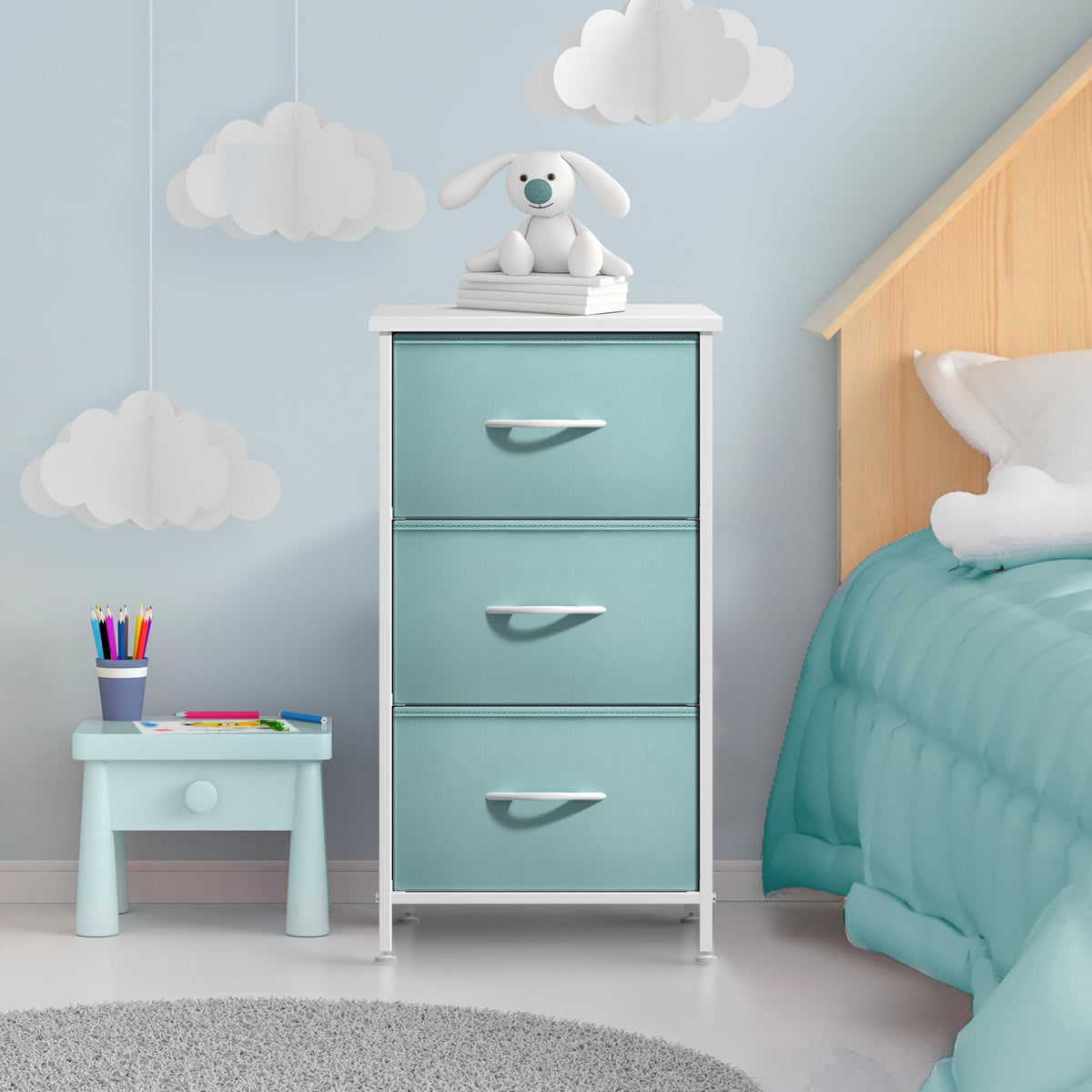 Aqua 3 Drawer Nightstand V6310
