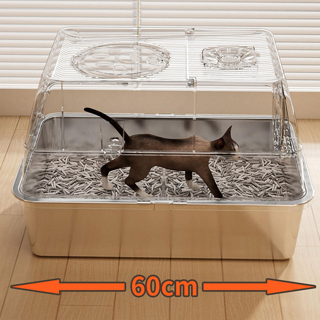 Enclosed Stainless Steel Extra Large Cat Litter Box U744