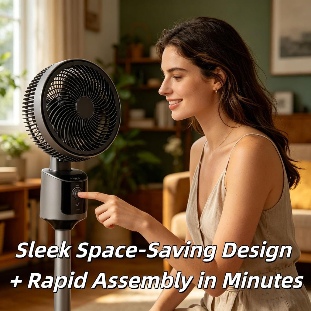 Standing Fan with 90° Oscillation, 3 Speeds, Adjustable Height Q90841
