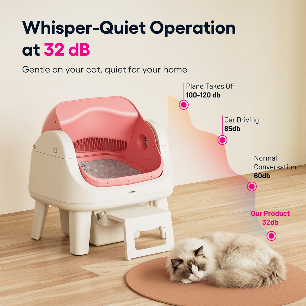 Self Cleaning Open Top Automatic Cat Litter Box Pink A8518