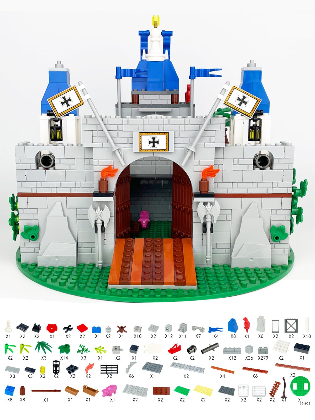 Medieval Knight Castle Building Blocks Set with 12 Knights Figures M865179