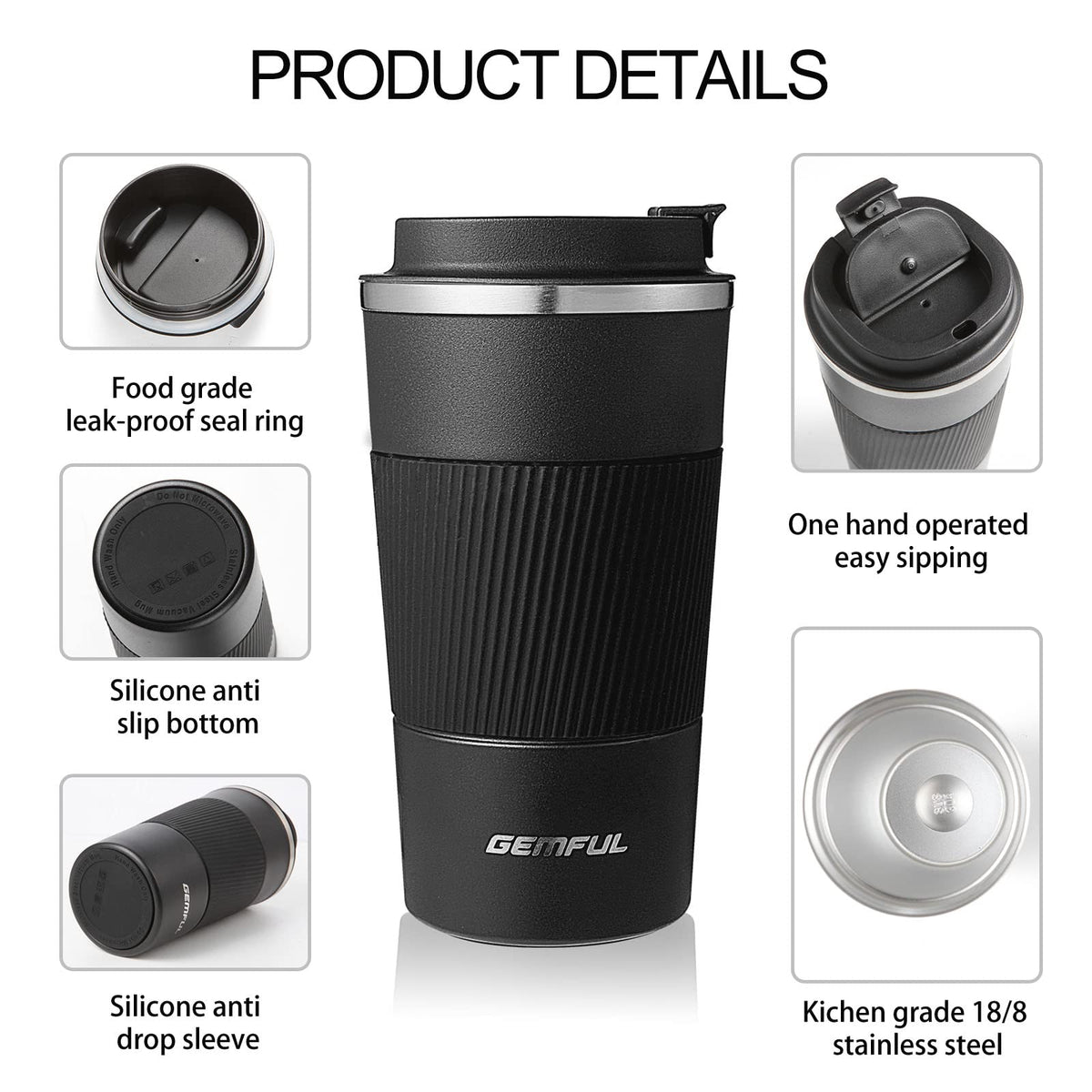 2 Pack 17oz Insulated Travel Coffee Mug with Lid P863