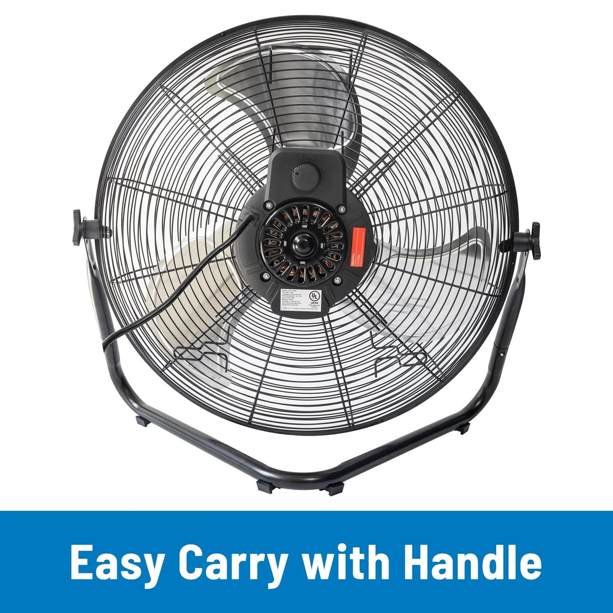 20" 3-Speed Tiltable Black Steel Floor Fan A257