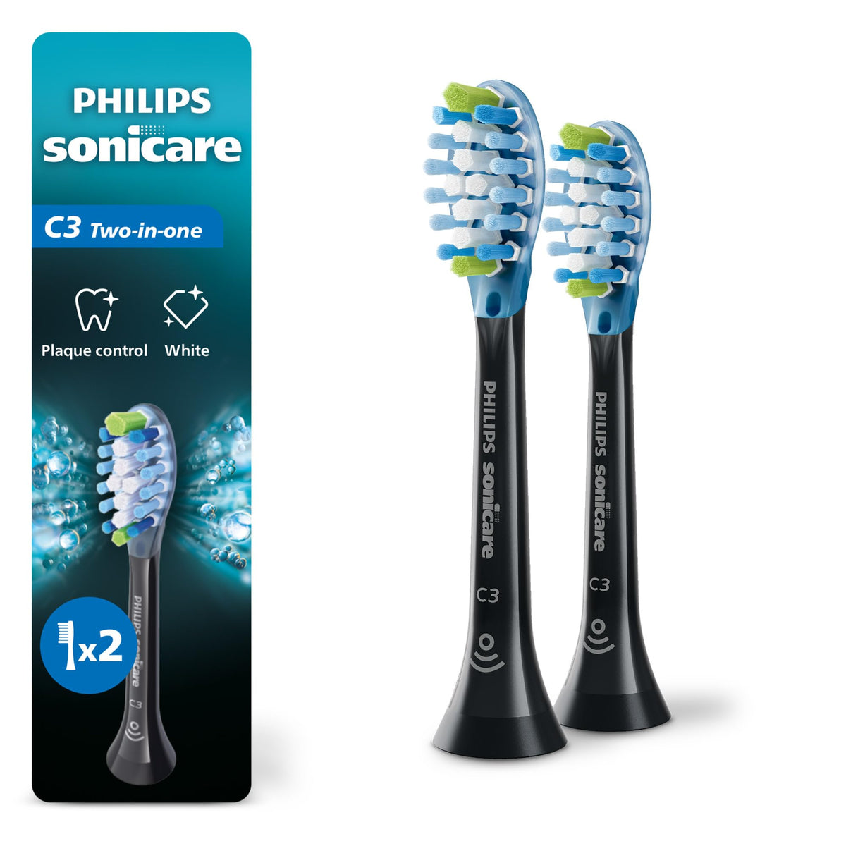 Black 2 Pack Replacement Electric Toothbrush Heads J3178