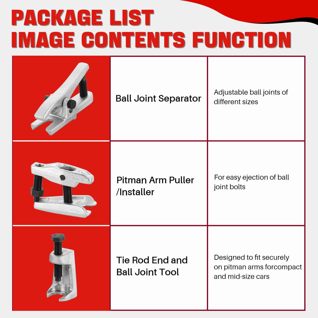 Heavy Duty Disc Brake Caliper Tool Set & Ball Joint Separator Tool Kit S19680