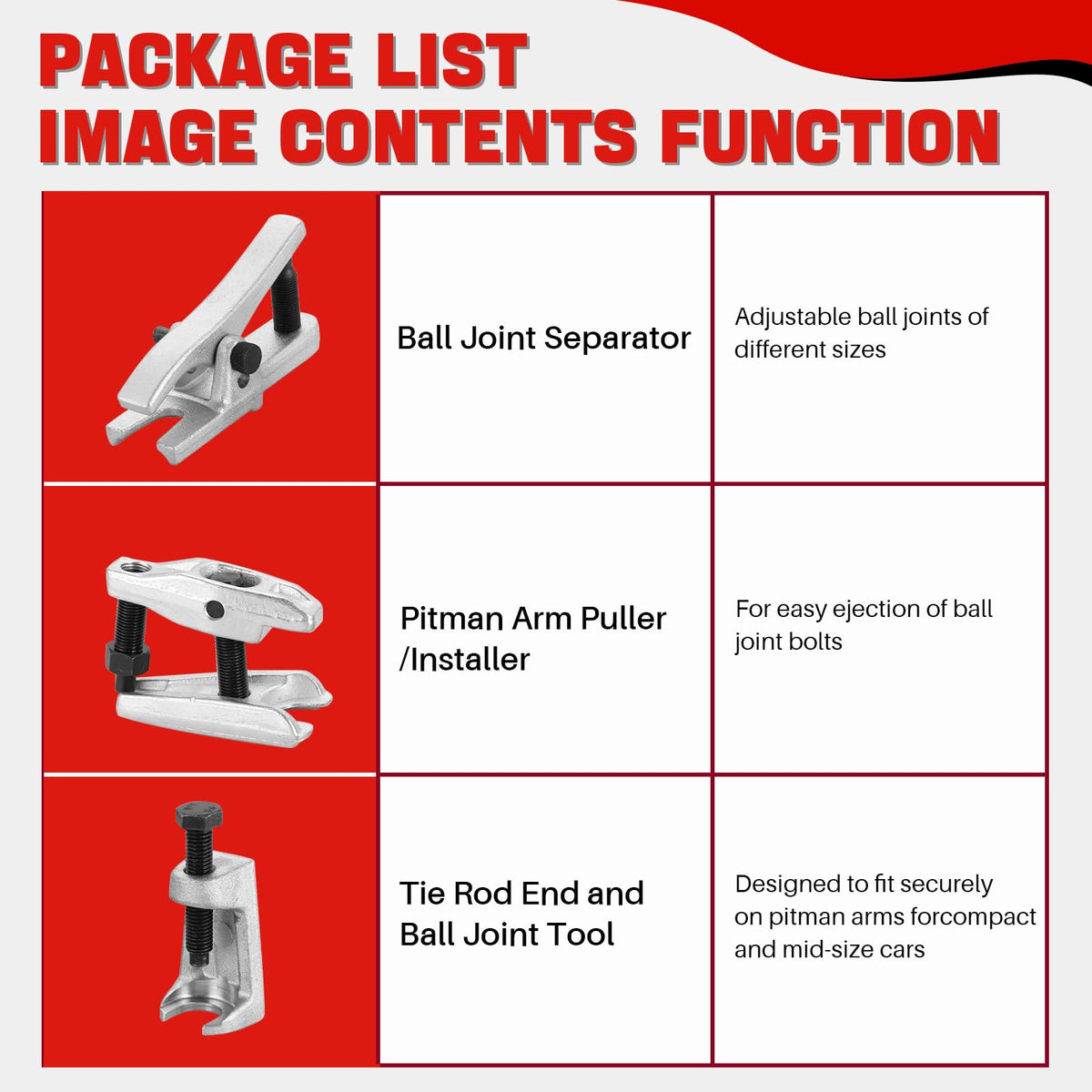 Heavy Duty Disc Brake Caliper Tool Set & Ball Joint Separator Tool Kit S19680