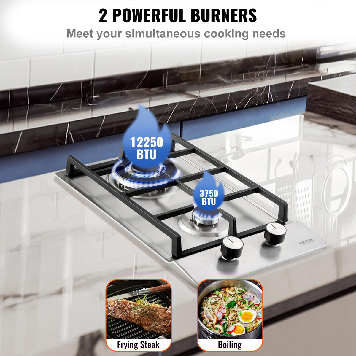 12 inch 2 Burners Stainless Steel Gas Cooktop B163916