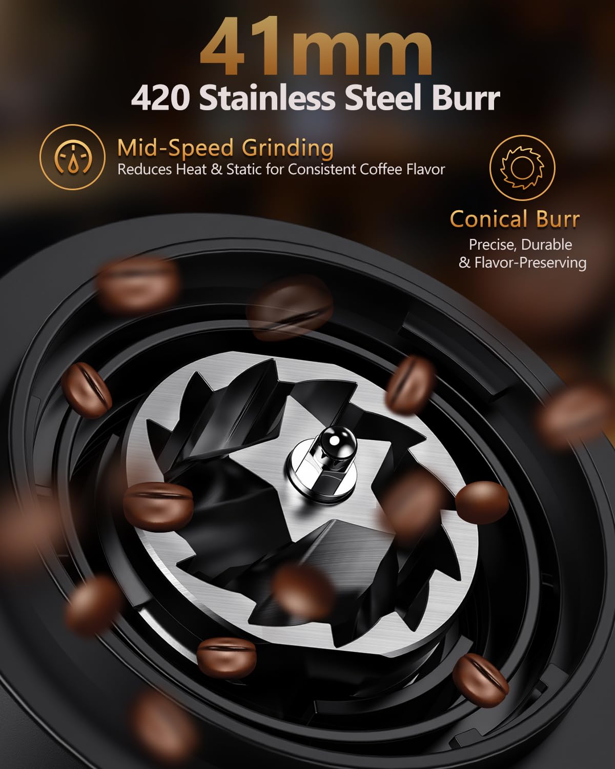 Rechargeable Conical Burr Coffee Grinder with 60 Grind Settings N12759