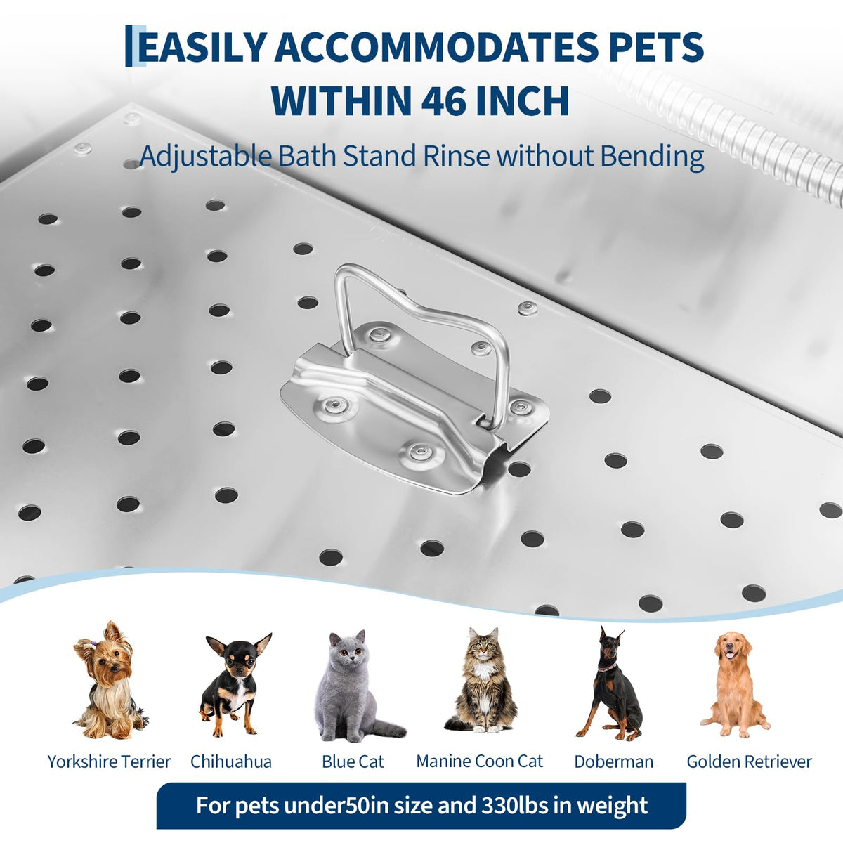 46 Inch Dog Washing Station with Walk-in Stair E485