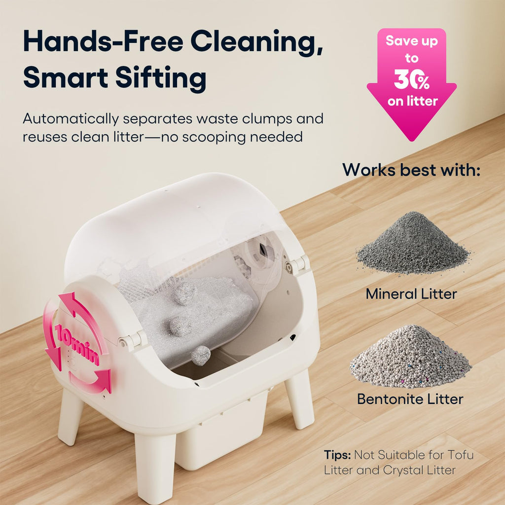 Self Cleaning Open Top Automatic Cat Litter Box Pink A8518