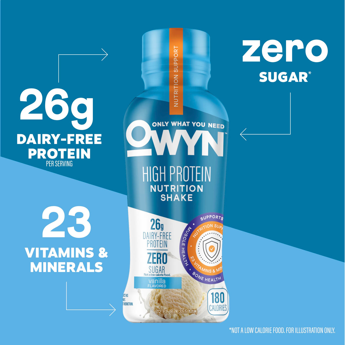 26g High Protein Shake, Vanilla Flavored, 12 Ct H84969