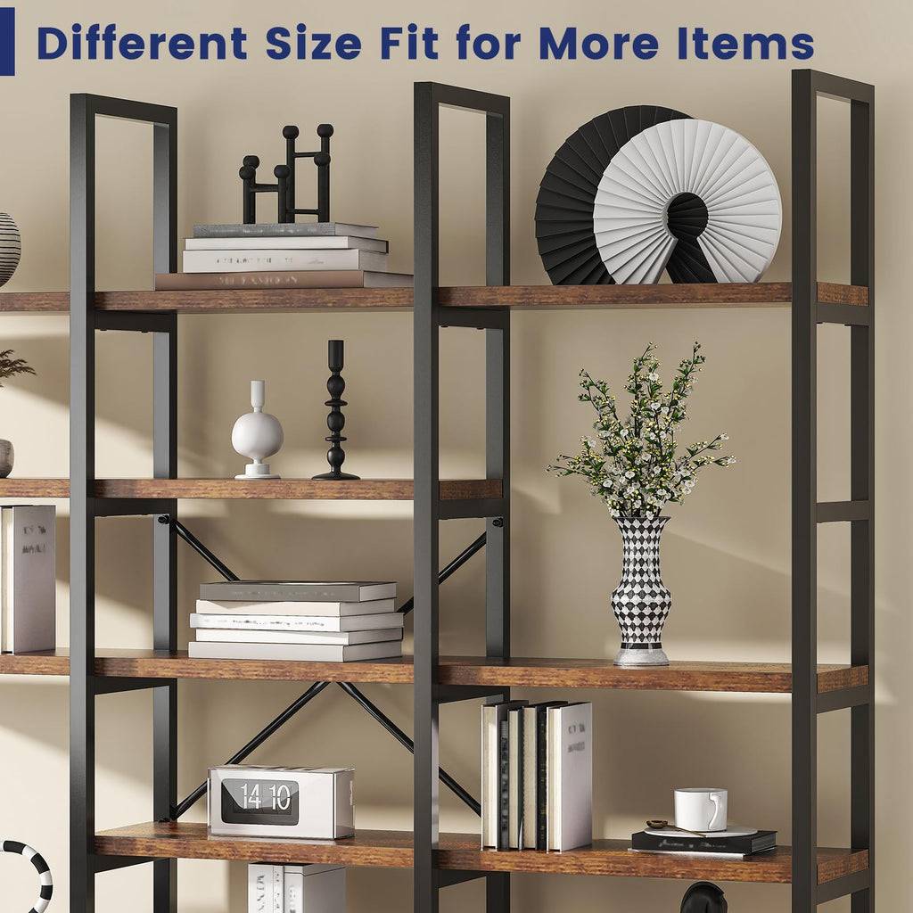 5 Tier Rustic Brown Bookshelf J5789