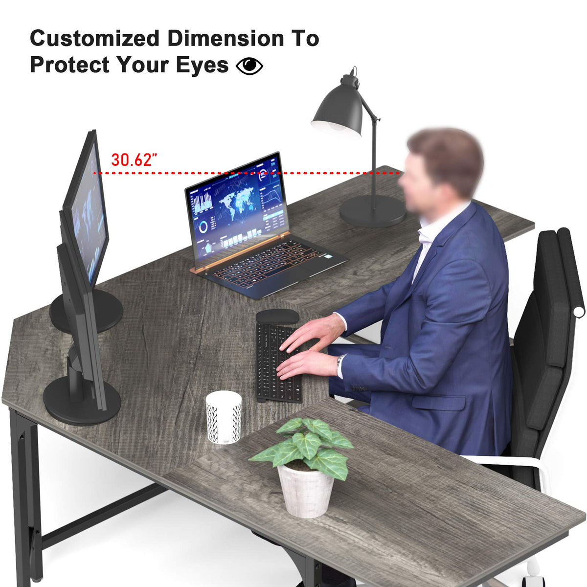 L Shaped Desk with Shelves F865