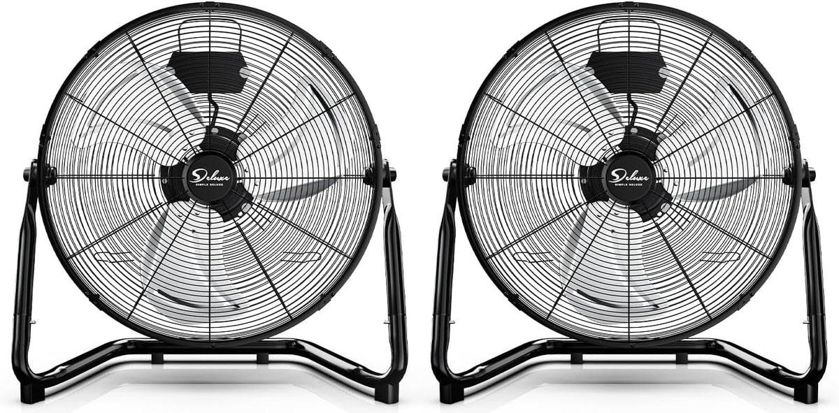 18 Inch 3-Speed High Velocity Metal Industrial Floor Fans Black 2 Pack Q126151