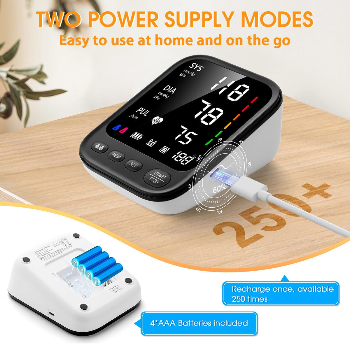 Automatic Upper Arm Blood Pressure Monitor with Adjustable Large Cuff Q2412