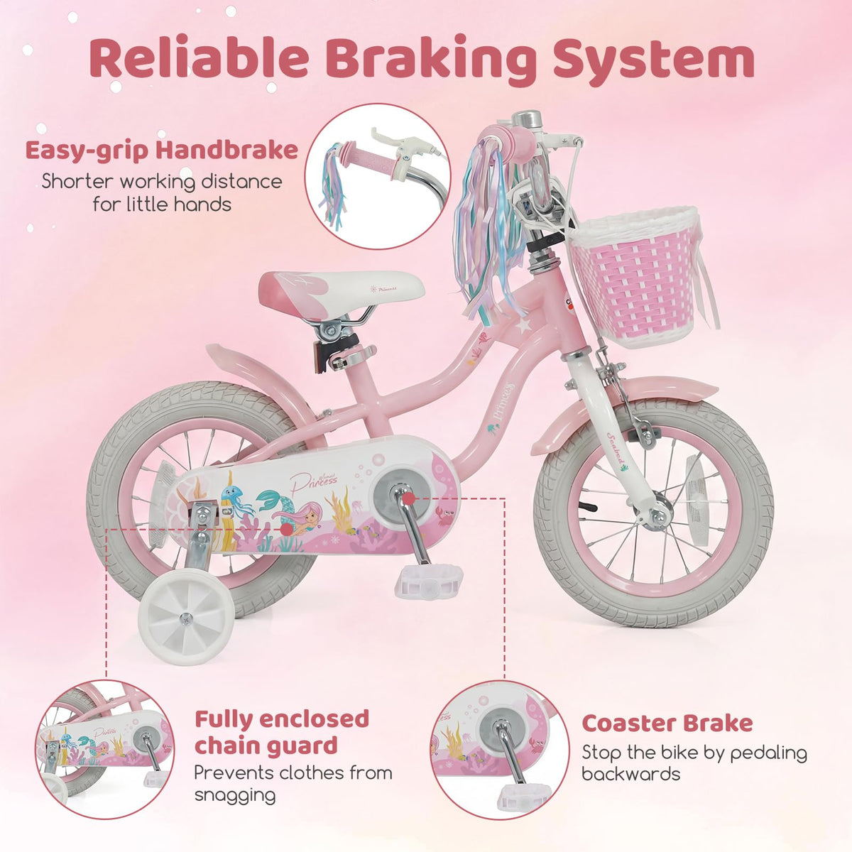 Kids Bike with Basket and Training Wheels O291404