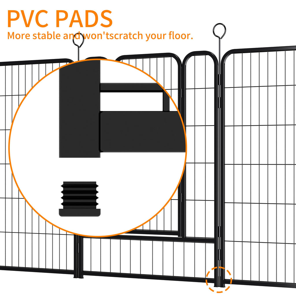 40 Inch 16 Panel Metal Garden Fence with Self-Locking Gate Q991