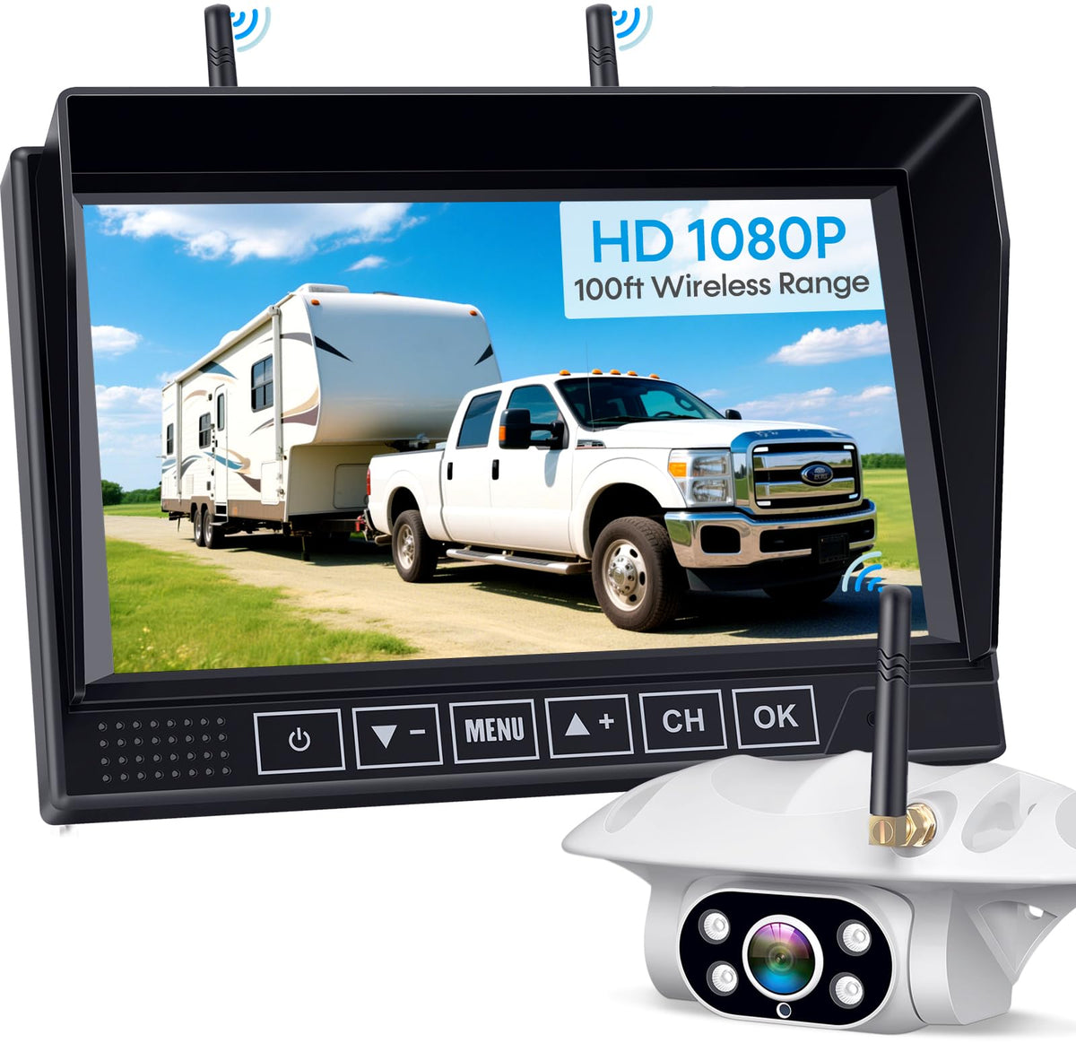 Wireless RV Backup Camera 1080P HD with 7″ DVR Monitor V95920