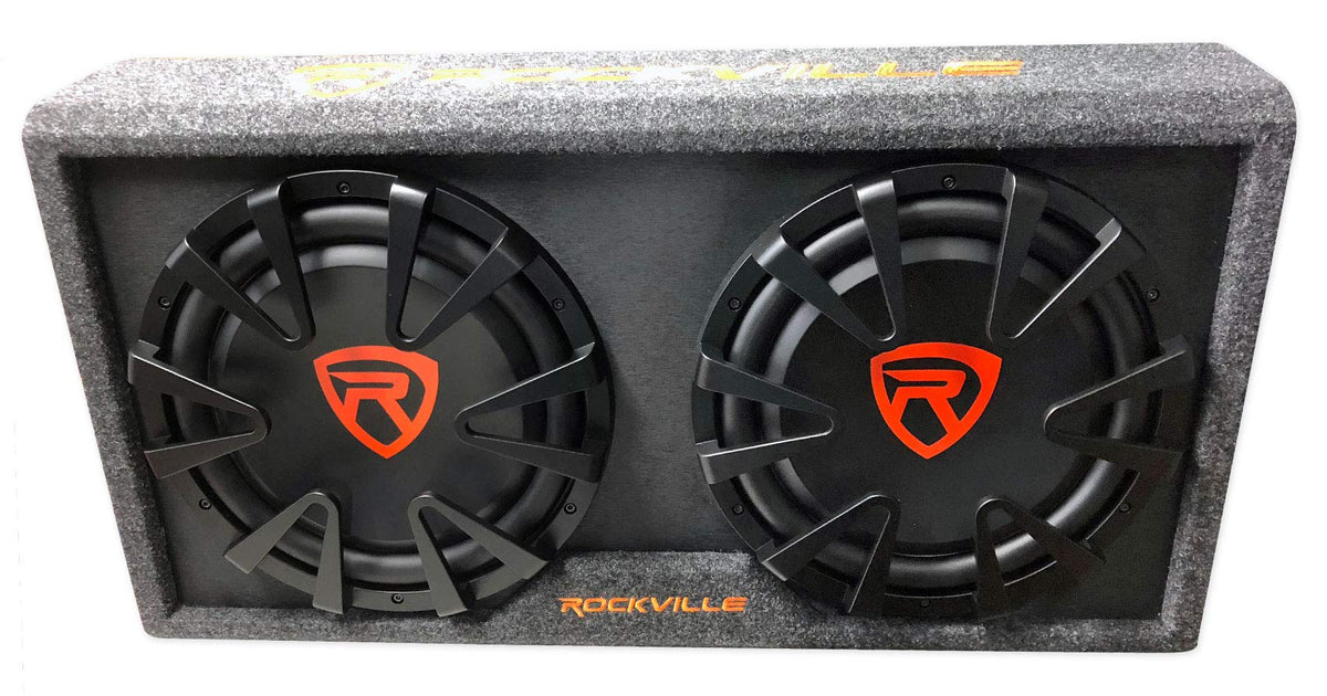 Dual 12" Slim Vented Powered Car Subwoofer Enclosure S1626