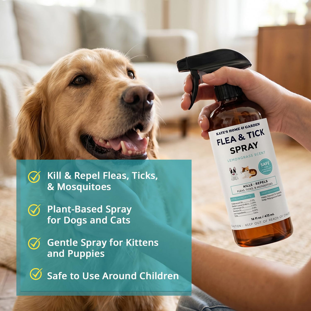 Flea and Tick Spray for Dogs & Cats 16oz C13969