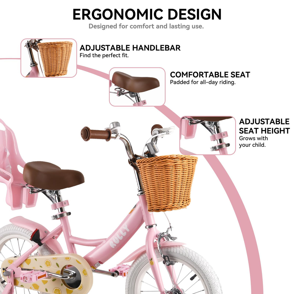 12 14 16 Inch Girls Bike with Training Wheels K973