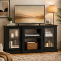 Black 58" TV Stand with Storage Cabinets and Adjustable Shelves H2267