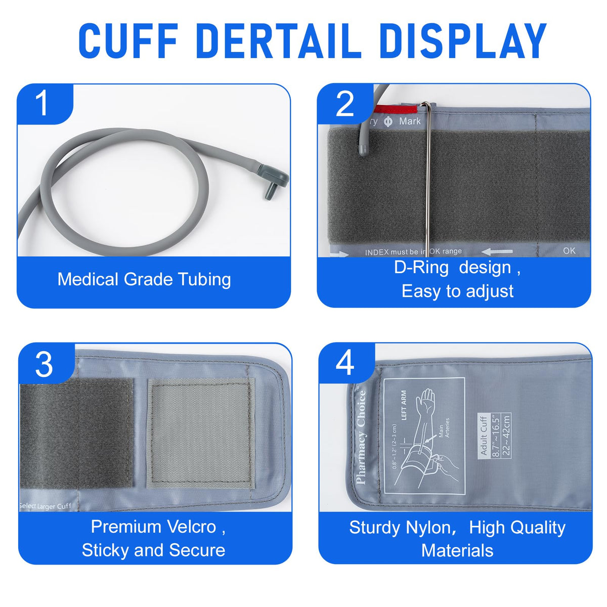 Large Blood Pressure Cuff with 8 Connectors (8.7"-16.5") Y781