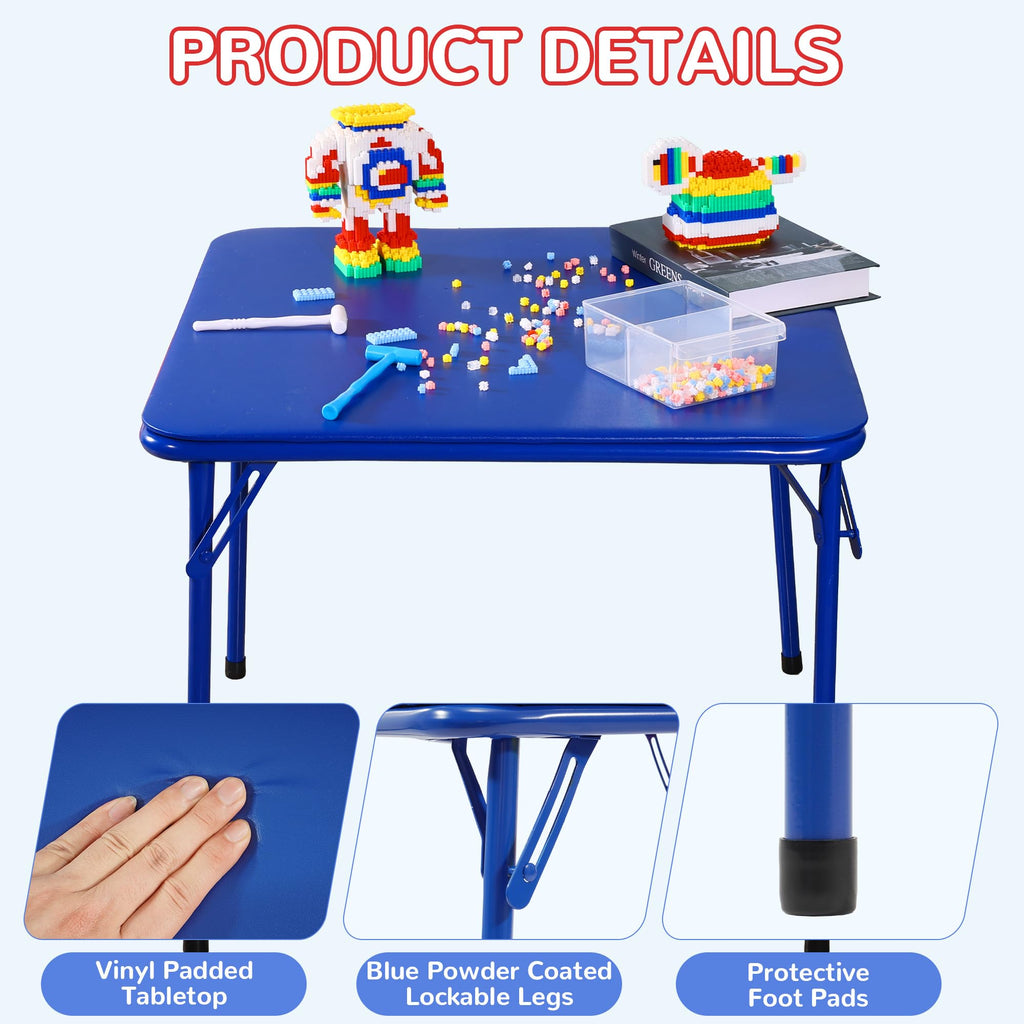 Kids Folding Square Table with Vinyl Padded Top, Blue I943388