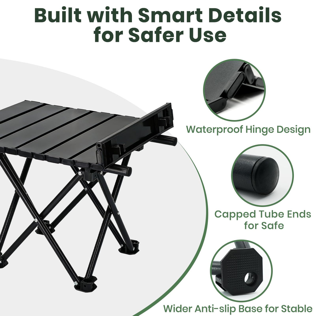 2 Pack Black Foldable Camping Table C8769