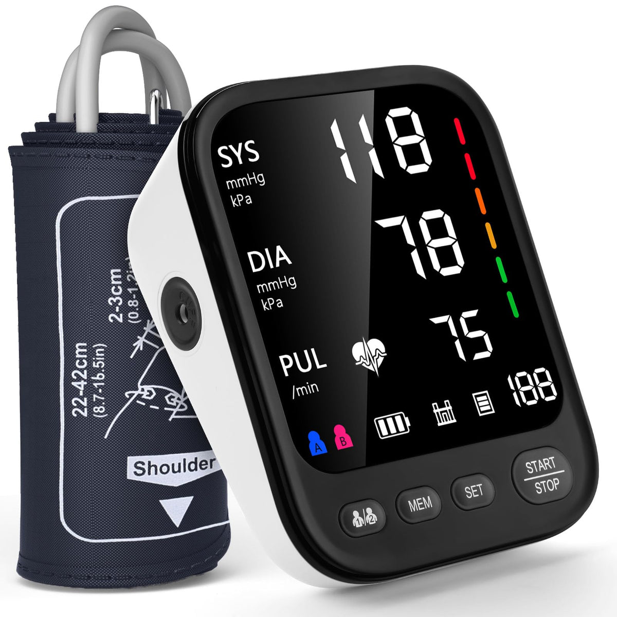 Automatic Upper Arm Blood Pressure Monitor with Adjustable Large Cuff Q2412