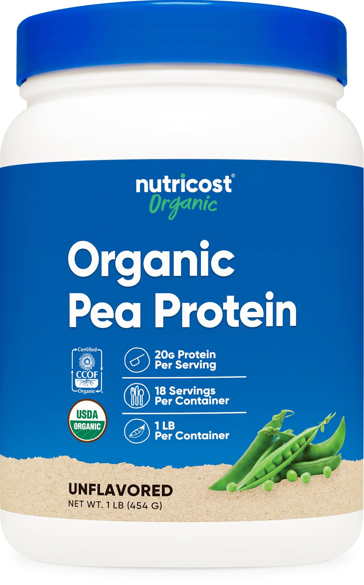 Organic Pea Protein Powder 1 LB Unflavored U5028