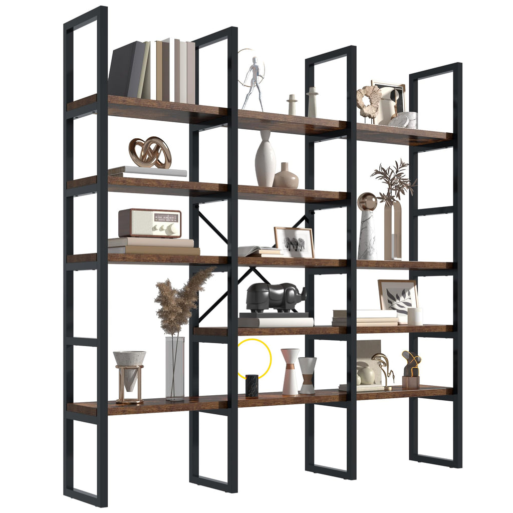 5 Tier Rustic Brown Bookshelf J5789