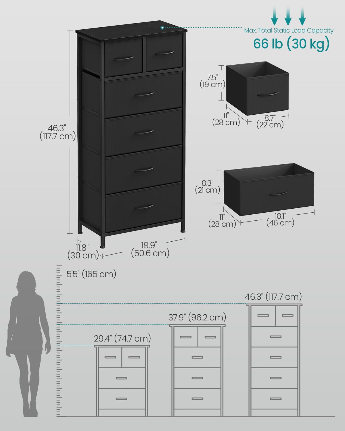 Tall Dresser with 6 Fabric Drawers C518264