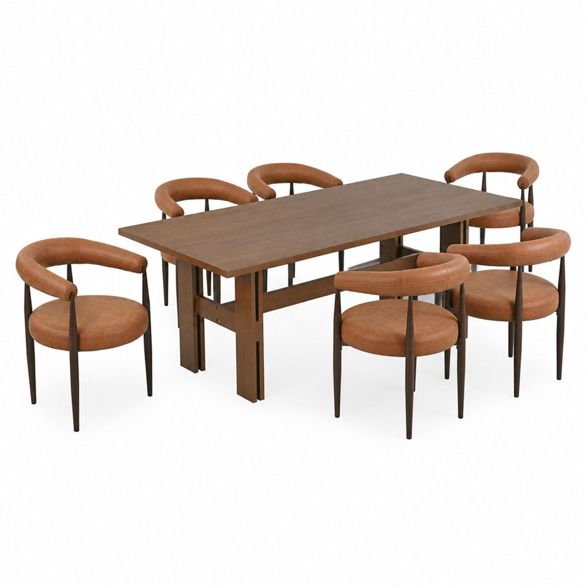 7-Piece Rubber Wood Dining Table Set with Chairs M429