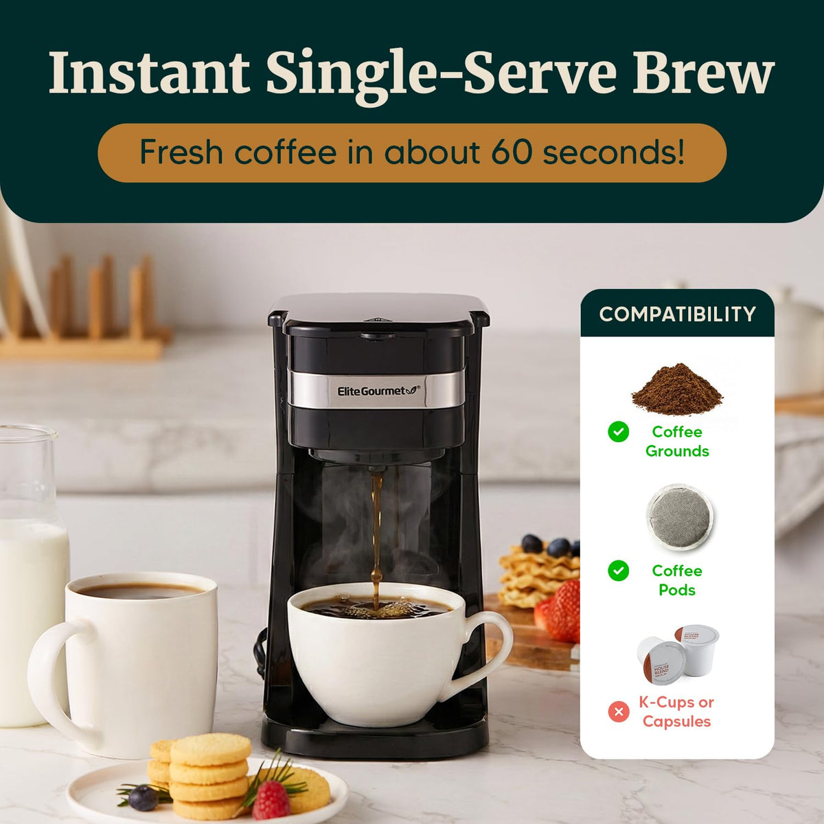 Black Single-Serve Compact Coffee Maker P191517