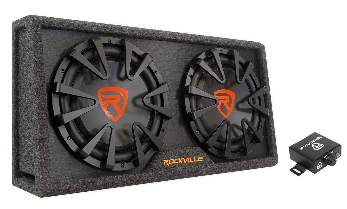 Dual 12" Slim Vented Powered Car Subwoofer Enclosure S1626