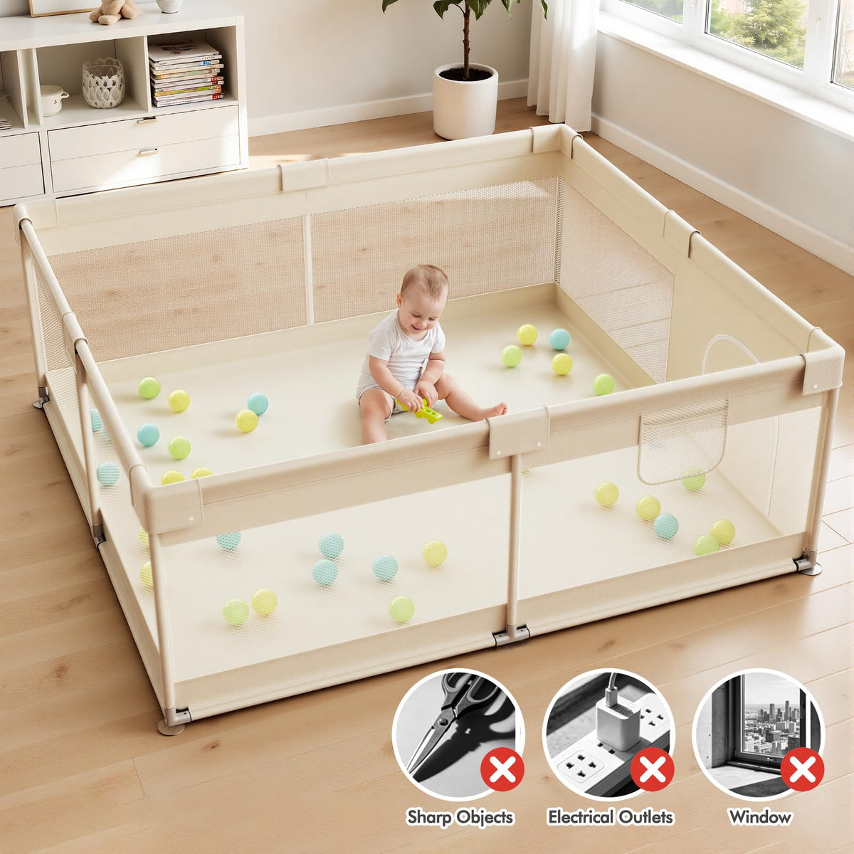 Beige Small Baby Playpen M767616