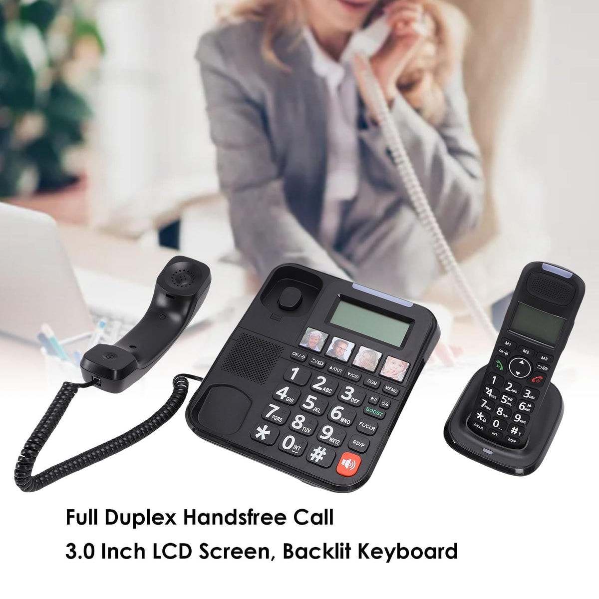 Expandable Corded/Cordless Phone System with Big Buttons Y53243