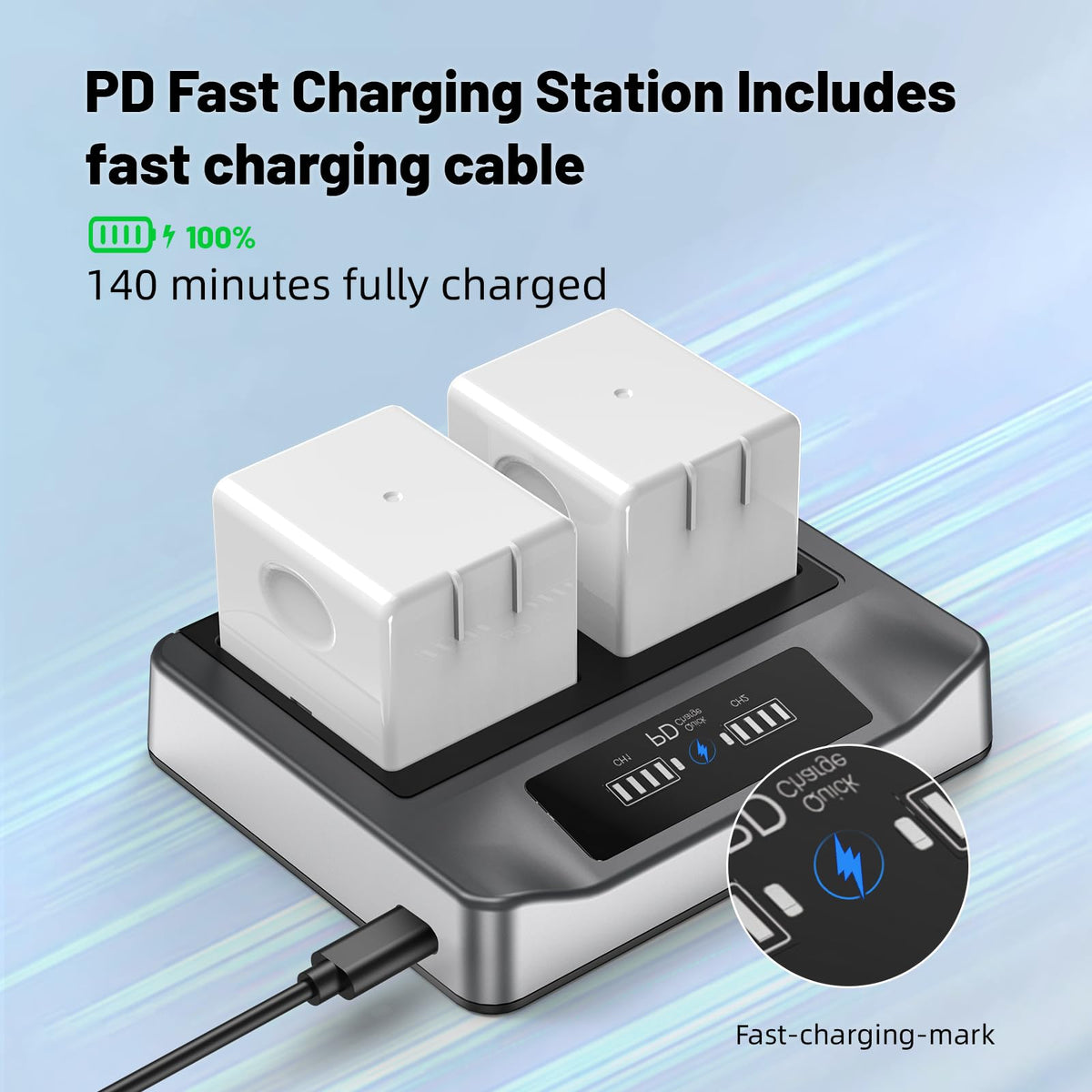 3000mAh Replacement Battery with Charging Station L719