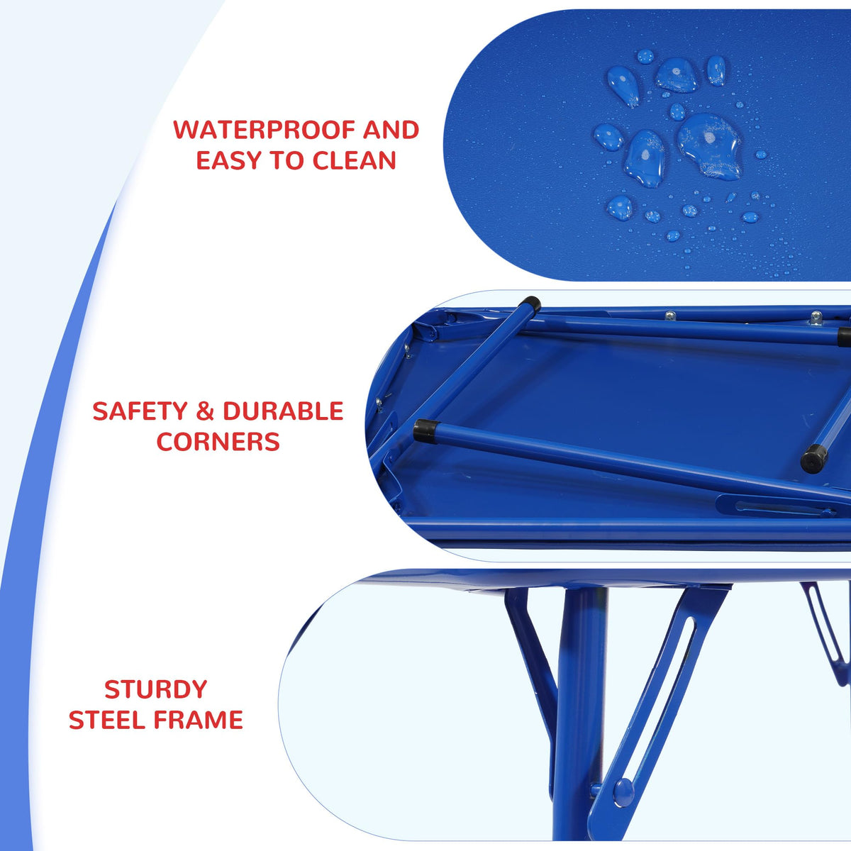 Kids Folding Square Table with Vinyl Padded Top, Blue I943388