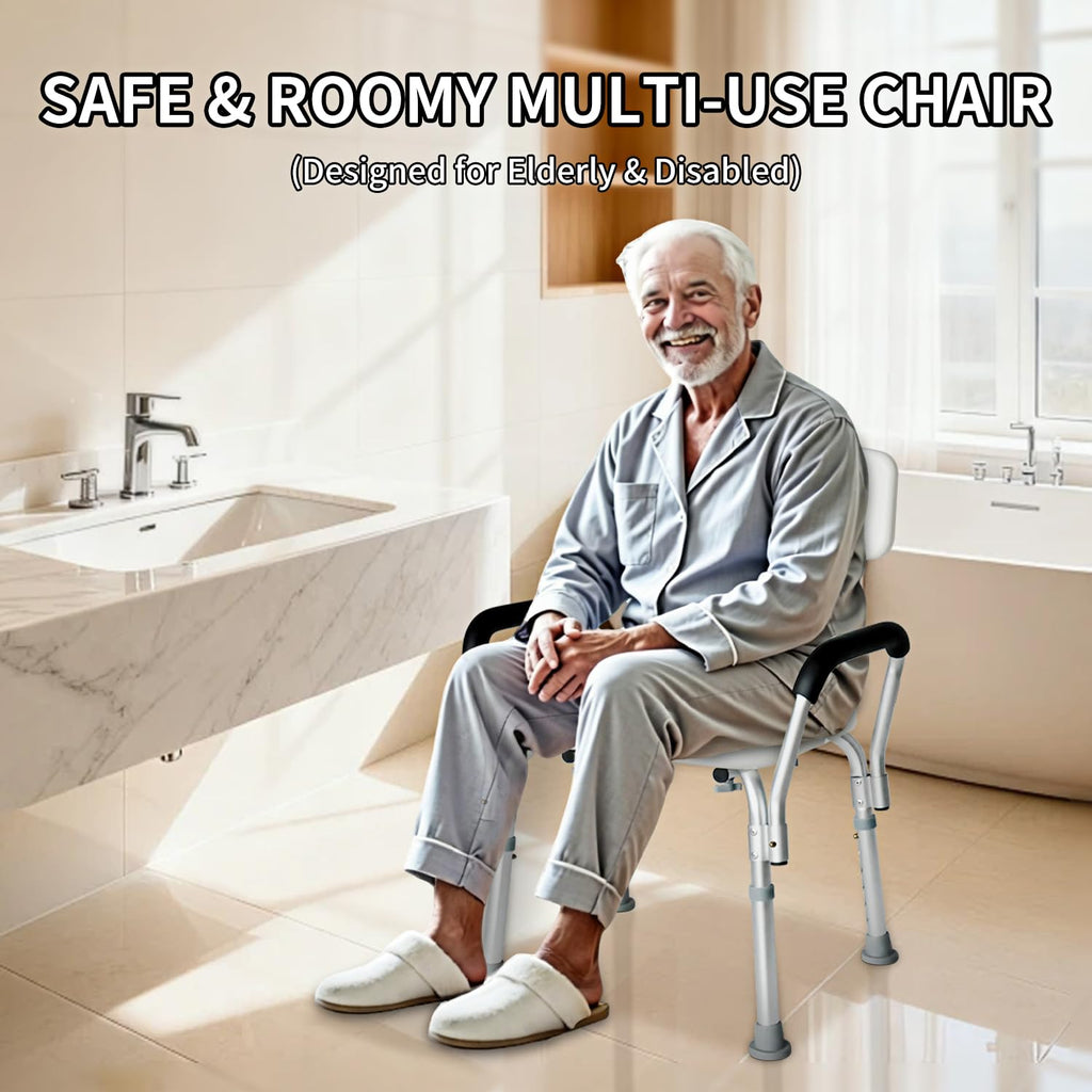 Extra Wide 300 lbs Capacity Shower Chair with Arms & Back C42612